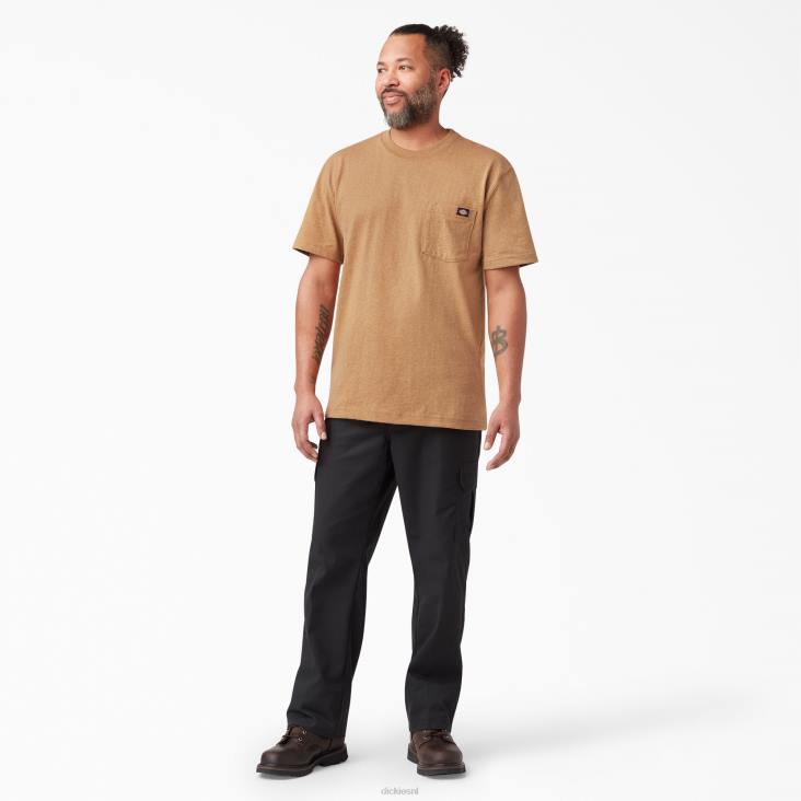 Heren Dickies zwaar gemêleerd T-shirt met korte mouwen bruine eendenheide (bdh) kleding 6F0X524