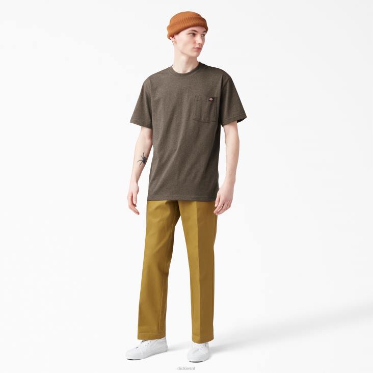 Heren Dickies zwaar gemêleerd T-shirt met korte mouwen chocolade heide (cth) kleding 6F0X528