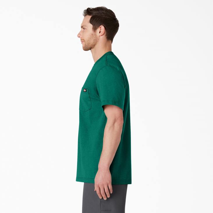 Heren Dickies zwaar gemêleerd T-shirt met korte mouwen groene single dye heide (gsh) kleding 6F0X532