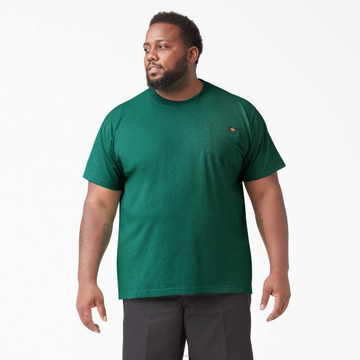 Heren Dickies zwaar gemêleerd T-shirt met korte mouwen groene single dye heide (gsh) kleding 6F0X532