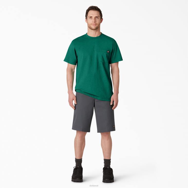 Heren Dickies zwaar gemêleerd T-shirt met korte mouwen groene single dye heide (gsh) kleding 6F0X532
