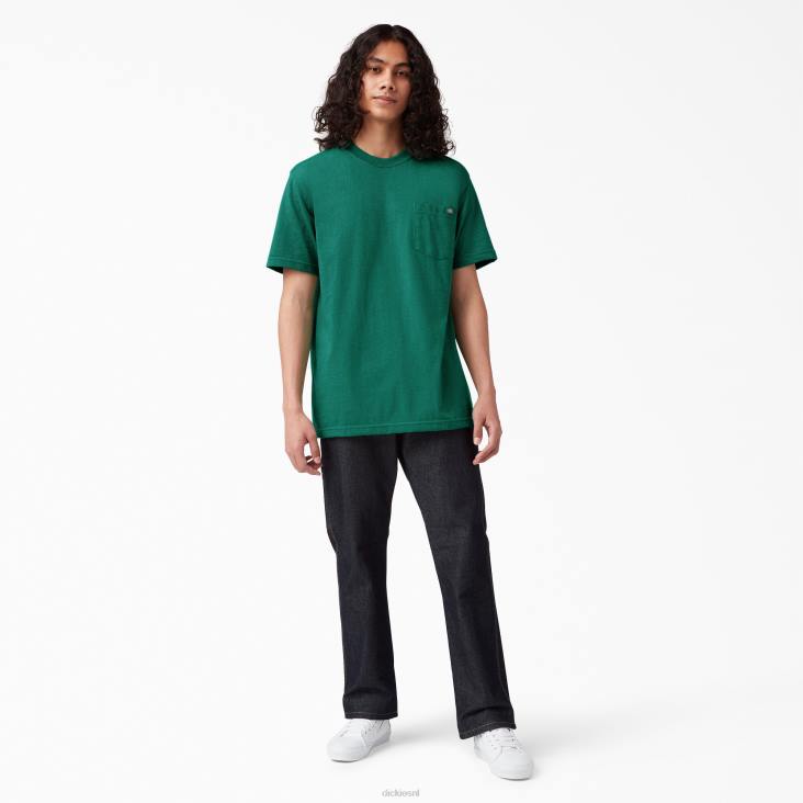 Heren Dickies zwaar gemêleerd T-shirt met korte mouwen groene single dye heide (gsh) kleding 6F0X532