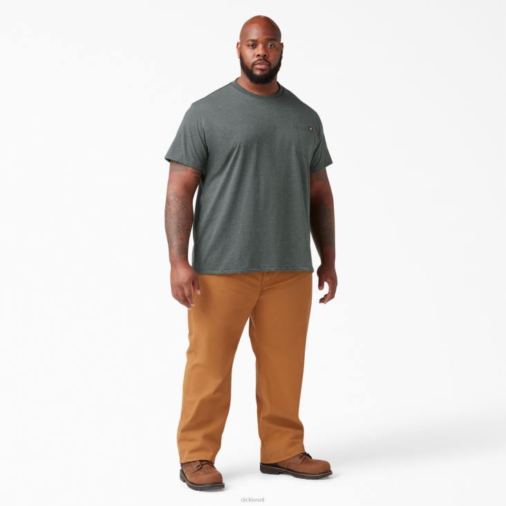 Heren Dickies zwaar gemêleerd T-shirt met korte mouwen jager groen (ghh) kleding 6F0X531