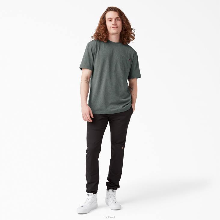 Heren Dickies zwaar gemêleerd T-shirt met korte mouwen jager groen (ghh) kleding 6F0X531