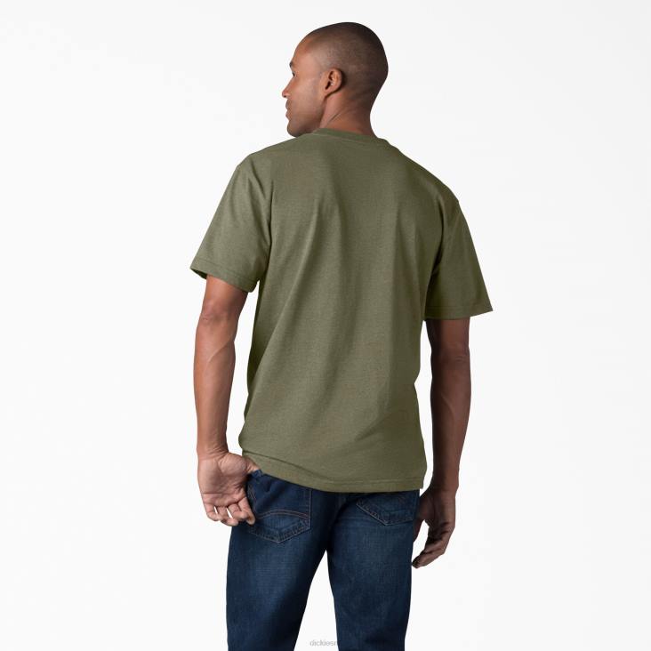 Heren Dickies zwaar gemêleerd T-shirt met korte mouwen militair groene heide (mld) kleding 6F0X533