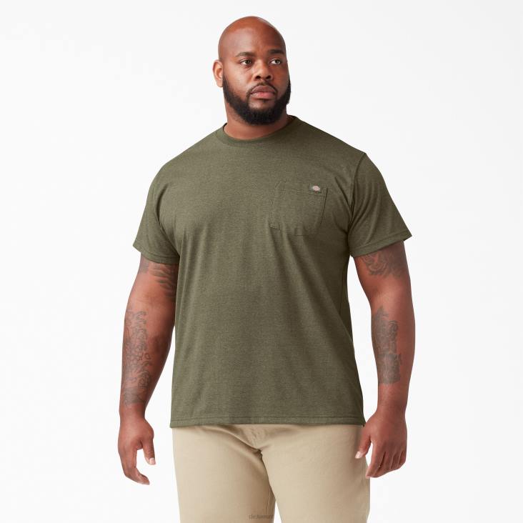 Heren Dickies zwaar gemêleerd T-shirt met korte mouwen militair groene heide (mld) kleding 6F0X533