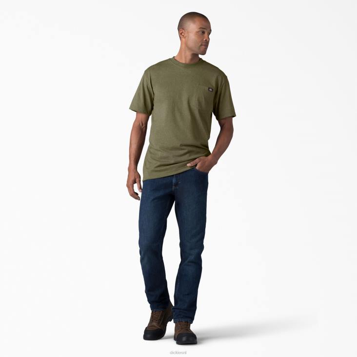 Heren Dickies zwaar gemêleerd T-shirt met korte mouwen militair groene heide (mld) kleding 6F0X533