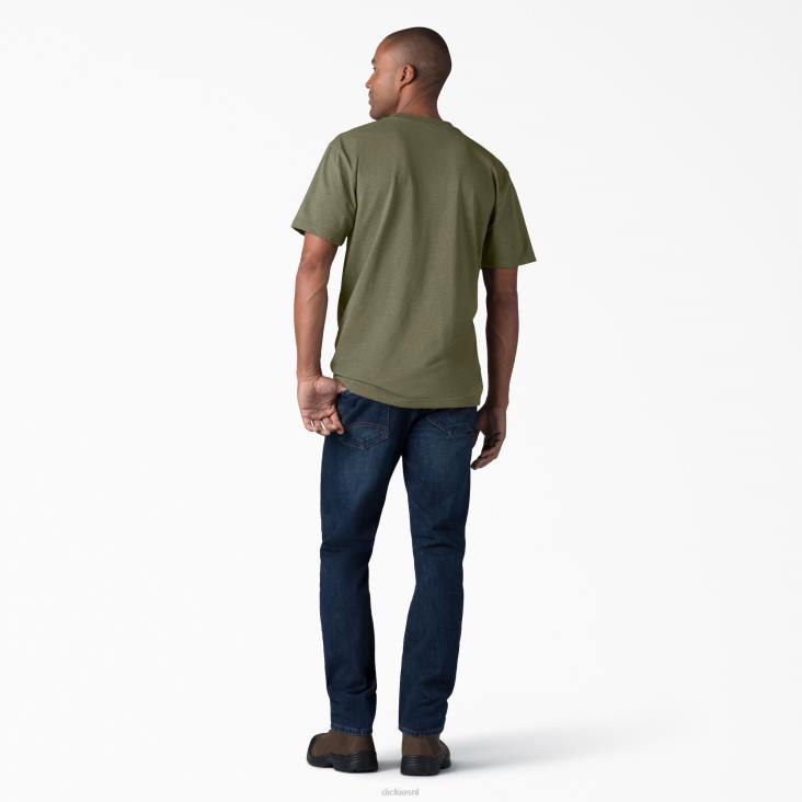 Heren Dickies zwaar gemêleerd T-shirt met korte mouwen militair groene heide (mld) kleding 6F0X533