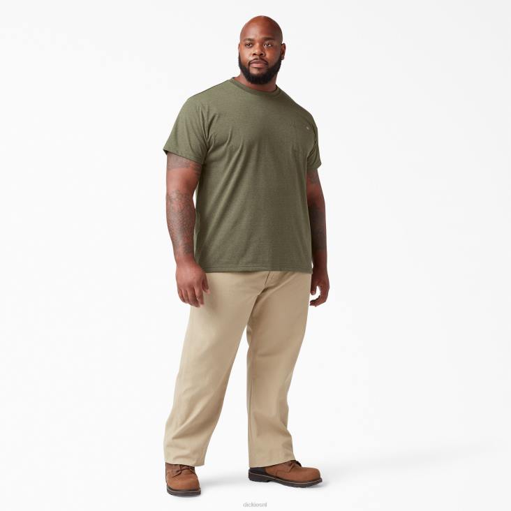 Heren Dickies zwaar gemêleerd T-shirt met korte mouwen militair groene heide (mld) kleding 6F0X533