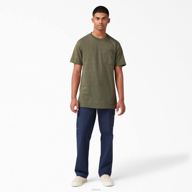 Heren Dickies zwaar gemêleerd T-shirt met korte mouwen militair groene heide (mld) kleding 6F0X533