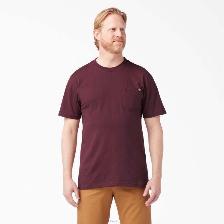 Heren Dickies zwaargewicht T-shirt met korte mouwen bordeaux (door) kleding 6F0X509