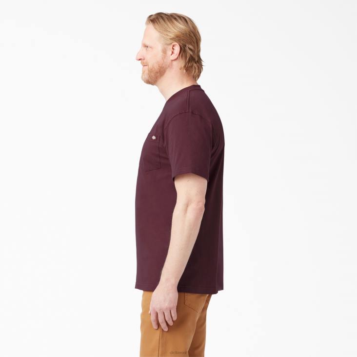 Heren Dickies zwaargewicht T-shirt met korte mouwen bordeaux (door) kleding 6F0X509