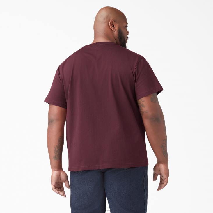 Heren Dickies zwaargewicht T-shirt met korte mouwen bordeaux (door) kleding 6F0X509