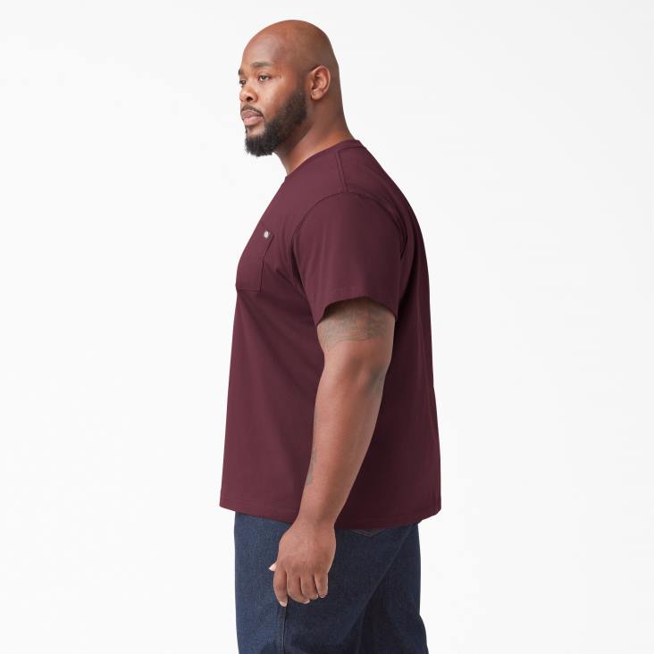 Heren Dickies zwaargewicht T-shirt met korte mouwen bordeaux (door) kleding 6F0X509