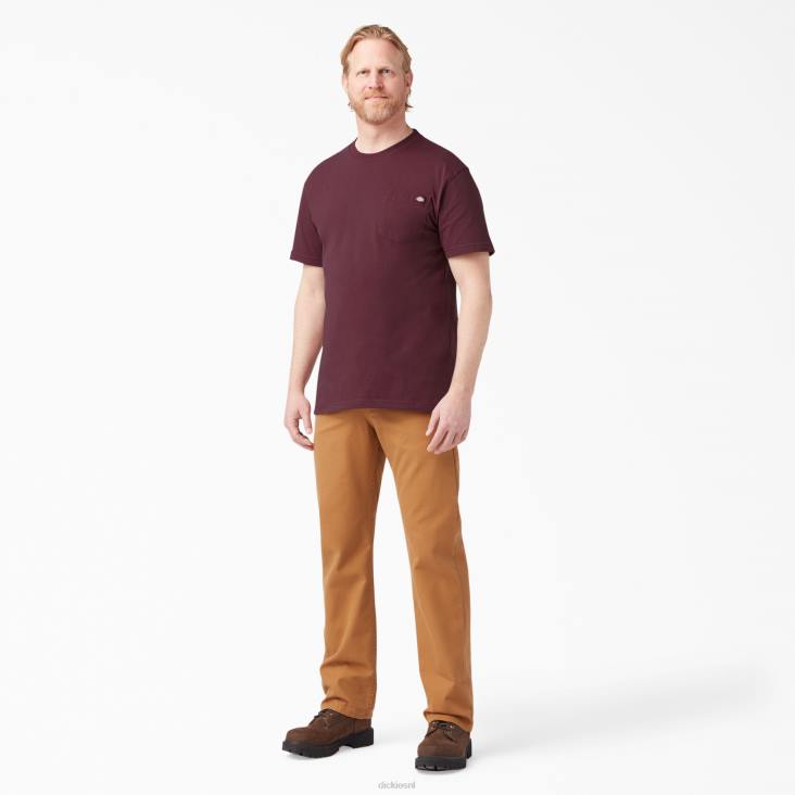 Heren Dickies zwaargewicht T-shirt met korte mouwen bordeaux (door) kleding 6F0X509