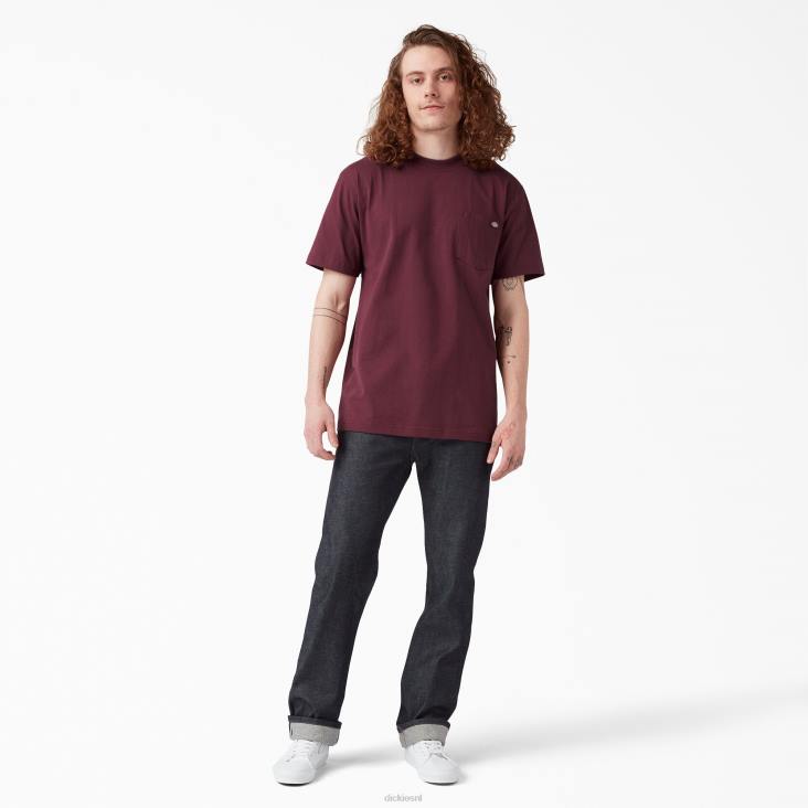 Heren Dickies zwaargewicht T-shirt met korte mouwen bordeaux (door) kleding 6F0X509