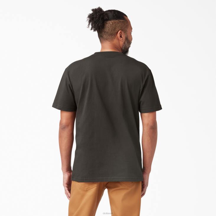 Heren Dickies zwaargewicht T-shirt met korte mouwen chocoladebruin (cb) kleding 6F0X510