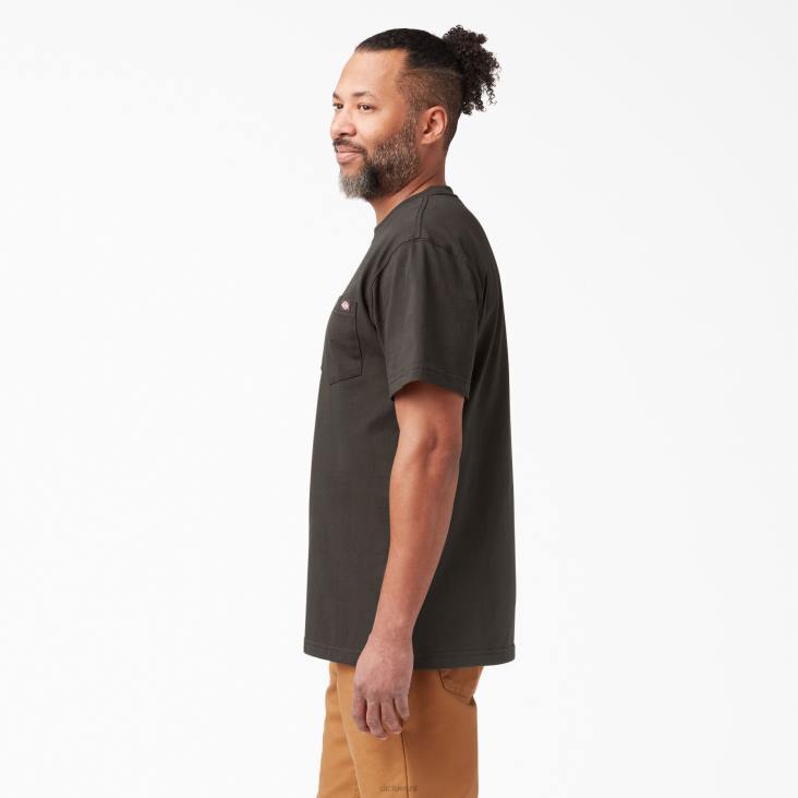 Heren Dickies zwaargewicht T-shirt met korte mouwen chocoladebruin (cb) kleding 6F0X510