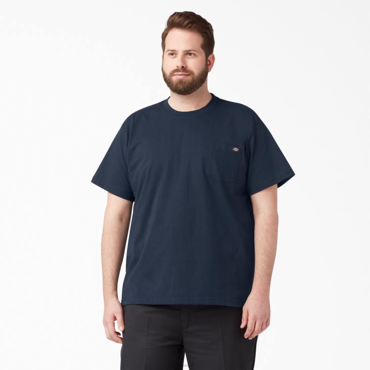 Heren Dickies zwaargewicht T-shirt met korte mouwen donker marineblauw (dn) kleding 6F0X513