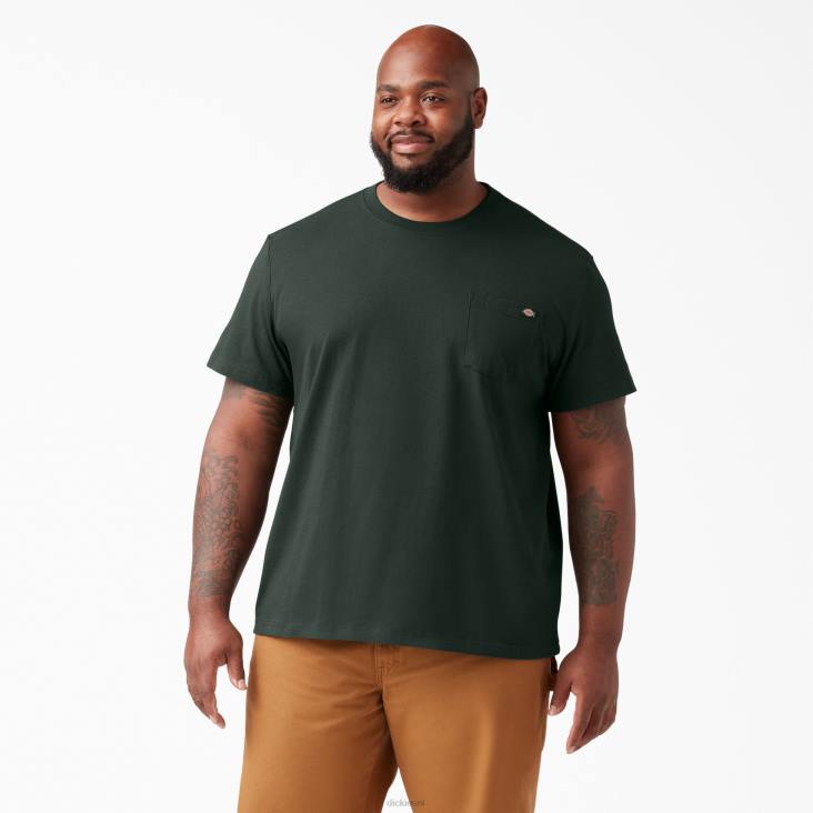 Heren Dickies zwaargewicht T-shirt met korte mouwen jager groen (gh) kleding 6F0X516