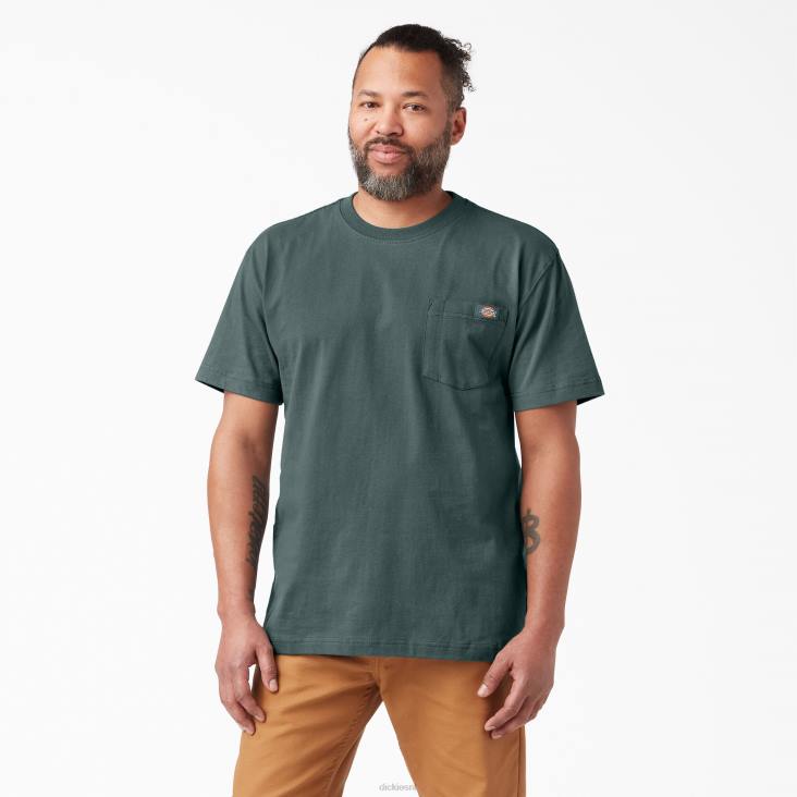 Heren Dickies zwaargewicht T-shirt met korte mouwen lincoln groen (ln) kleding 6F0X518