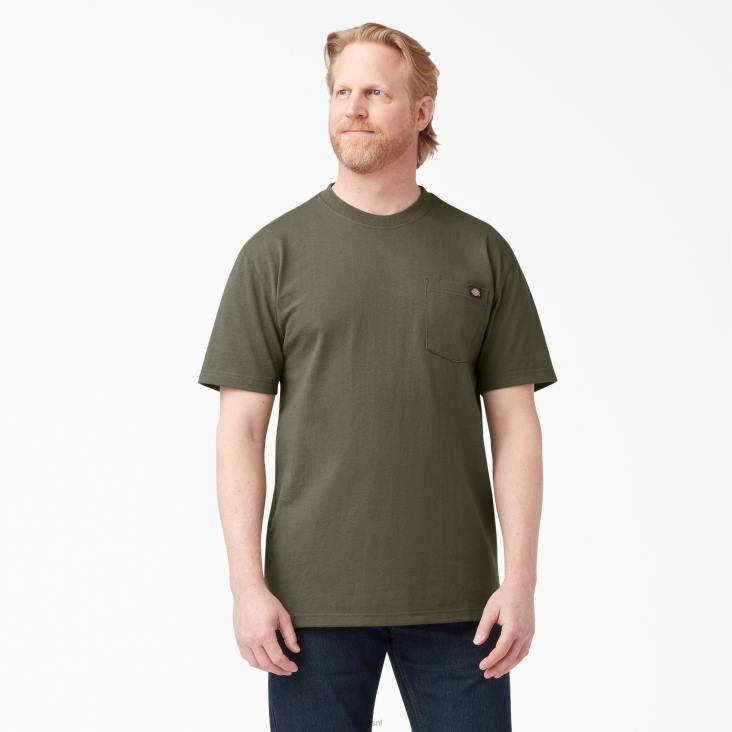 Heren Dickies zwaargewicht T-shirt met korte mouwen militair groen (ml) kleding 6F0X519