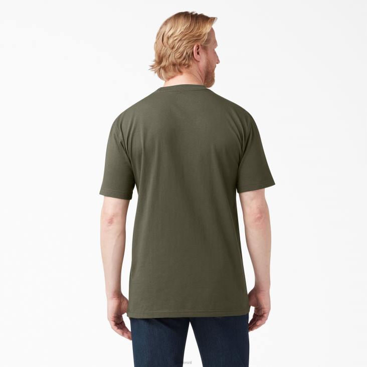 Heren Dickies zwaargewicht T-shirt met korte mouwen militair groen (ml) kleding 6F0X519