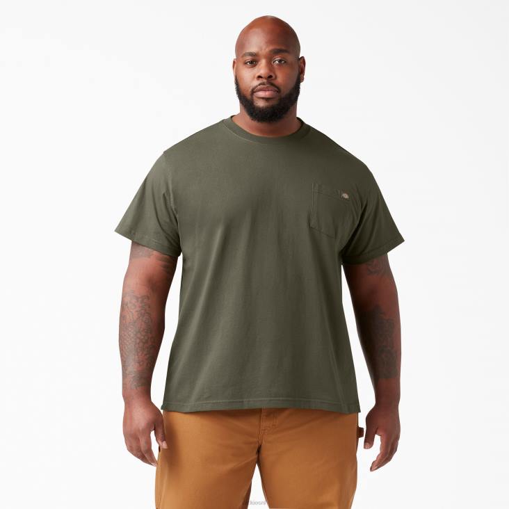 Heren Dickies zwaargewicht T-shirt met korte mouwen militair groen (ml) kleding 6F0X519