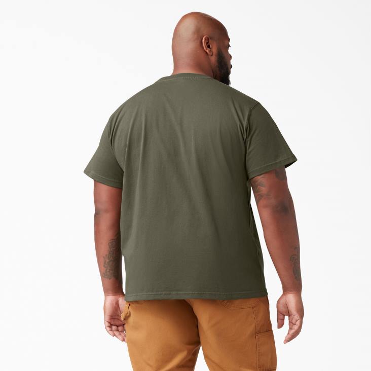 Heren Dickies zwaargewicht T-shirt met korte mouwen militair groen (ml) kleding 6F0X519