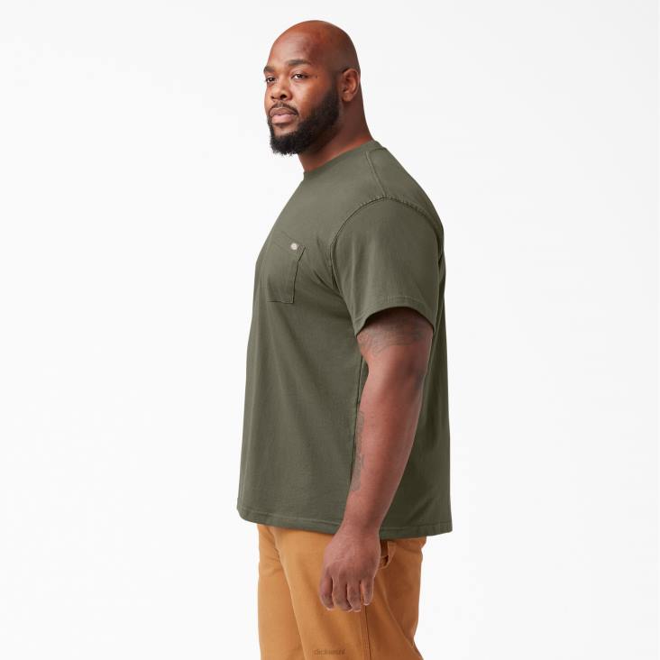 Heren Dickies zwaargewicht T-shirt met korte mouwen militair groen (ml) kleding 6F0X519