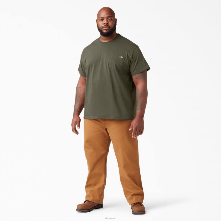 Heren Dickies zwaargewicht T-shirt met korte mouwen militair groen (ml) kleding 6F0X519