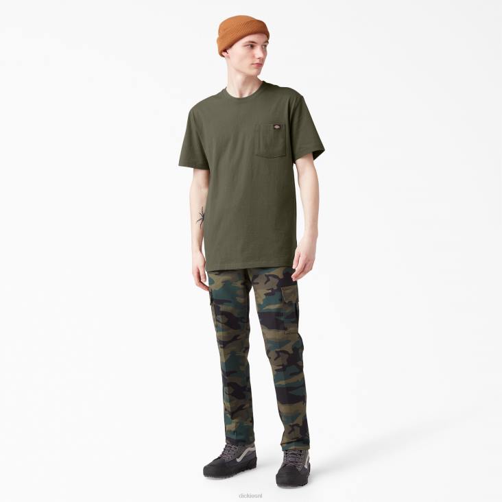 Heren Dickies zwaargewicht T-shirt met korte mouwen militair groen (ml) kleding 6F0X519