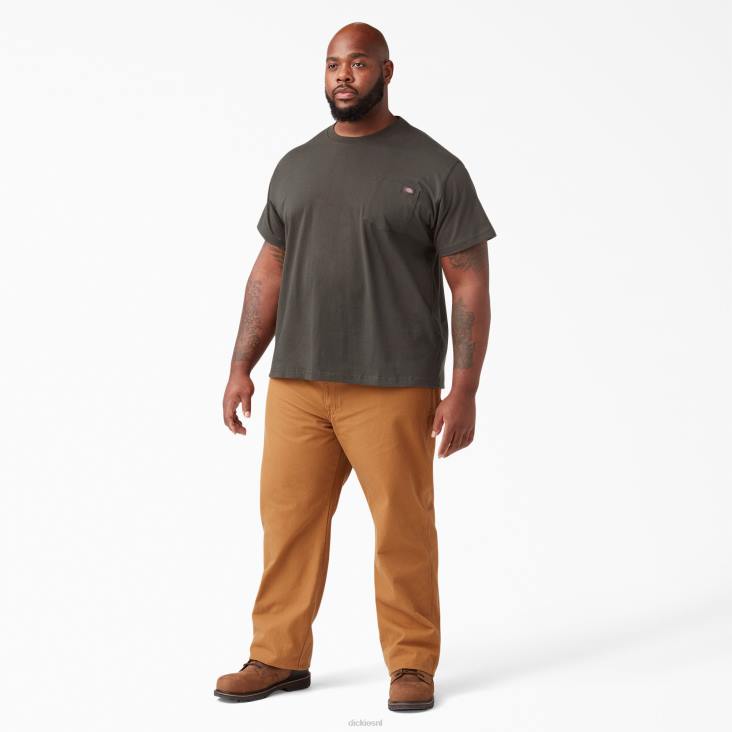 Heren Dickies zwaargewicht T-shirt met korte mouwen zwarte olijf (bv) kleding 6F0X508