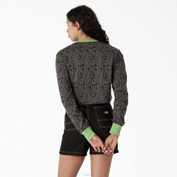 vrouwen Dickies Camo cropped T-shirt met lange mouwen houtskool glitch camo (htc) kleding 6F0X2187