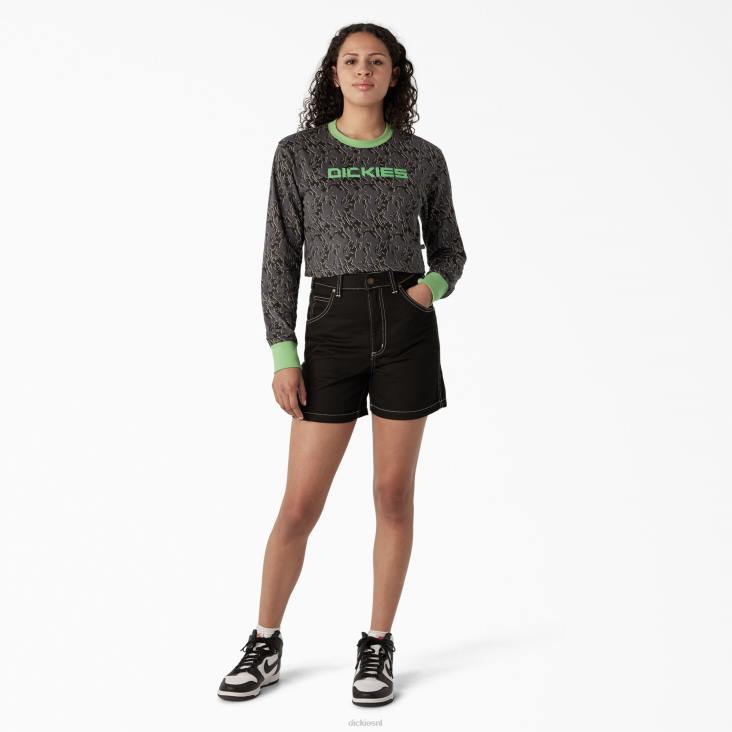 vrouwen Dickies Camo cropped T-shirt met lange mouwen houtskool glitch camo (htc) kleding 6F0X2187