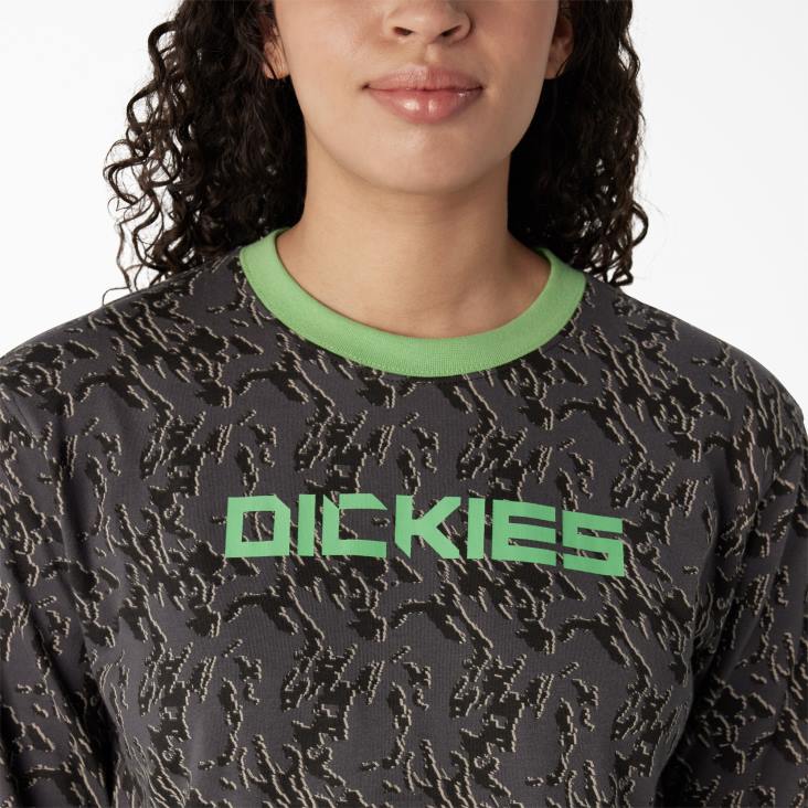 vrouwen Dickies Camo cropped T-shirt met lange mouwen houtskool glitch camo (htc) kleding 6F0X2187