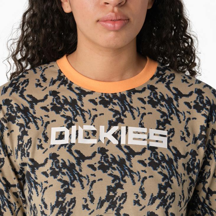 vrouwen Dickies Camo cropped T-shirt met lange mouwen woestijnzand glitch camo (dhd) kleding 6F0X2186