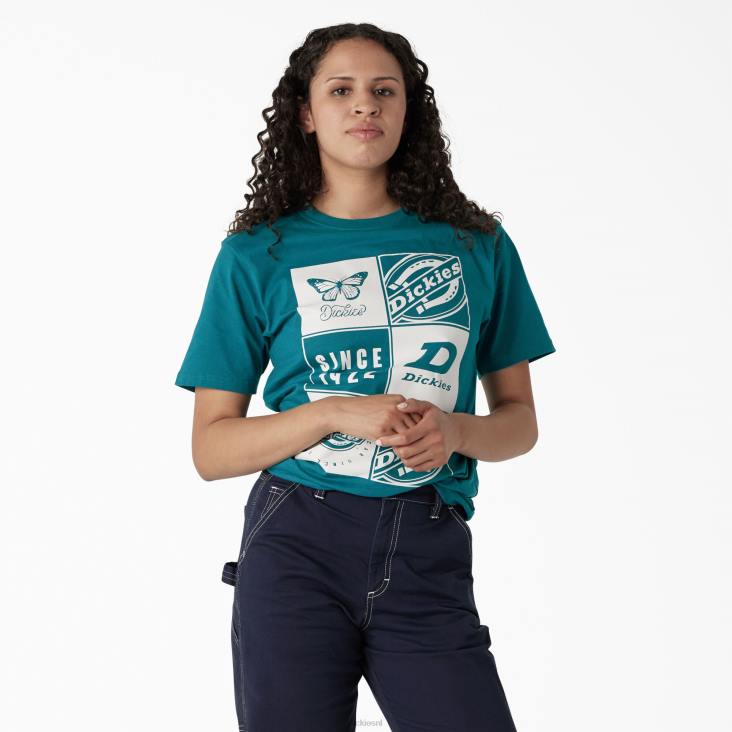 vrouwen Dickies T-shirt met grafische band diep meer (dl2) kleding 6F0X2211