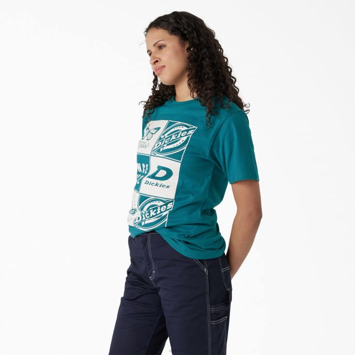 vrouwen Dickies T-shirt met grafische band diep meer (dl2) kleding 6F0X2211
