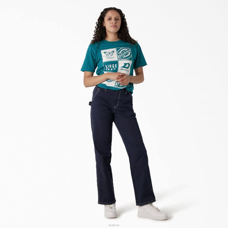 vrouwen Dickies T-shirt met grafische band diep meer (dl2) kleding 6F0X2211
