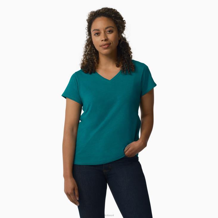 vrouwen Dickies T-shirt met korte mouwen en v-hals diep meer (dl2) kleding 6F0X2062