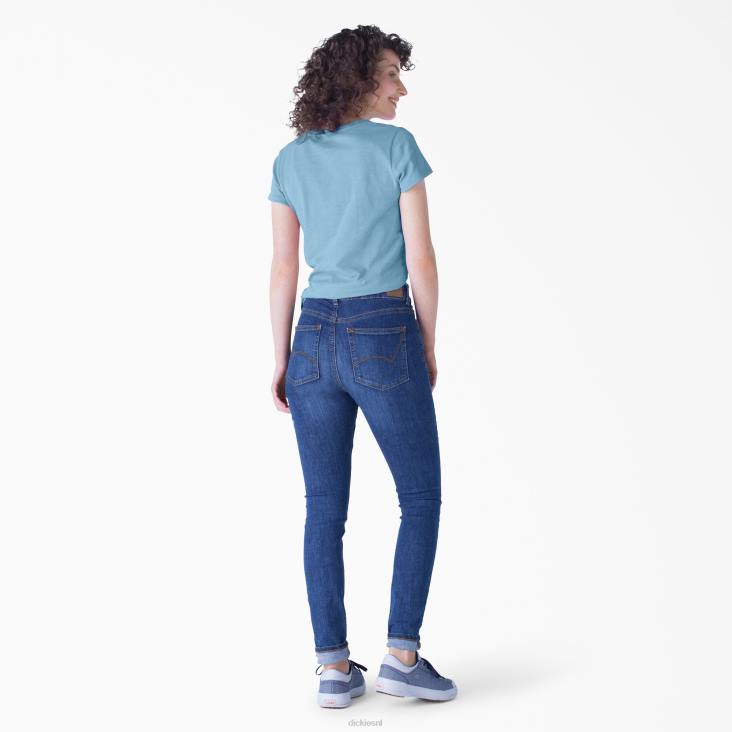 vrouwen Dickies T-shirt met korte mouwen en v-hals stoffig blauw (dl) kleding 6F0X2061