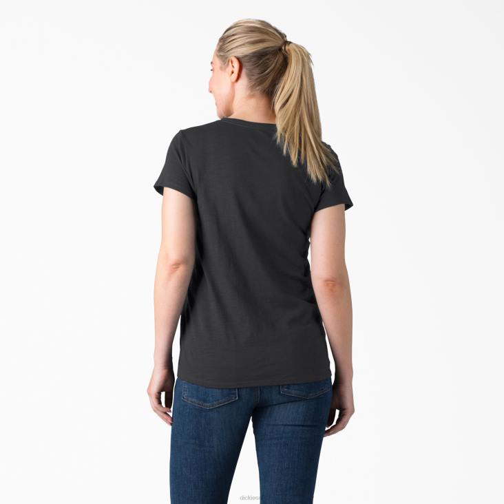 vrouwen Dickies T-shirt met korte mouwen en v-hals zwart (kbk) kleding 6F0X2065