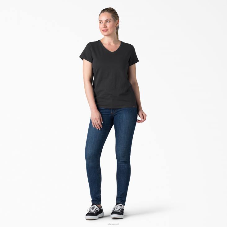 vrouwen Dickies T-shirt met korte mouwen en v-hals zwart (kbk) kleding 6F0X2065