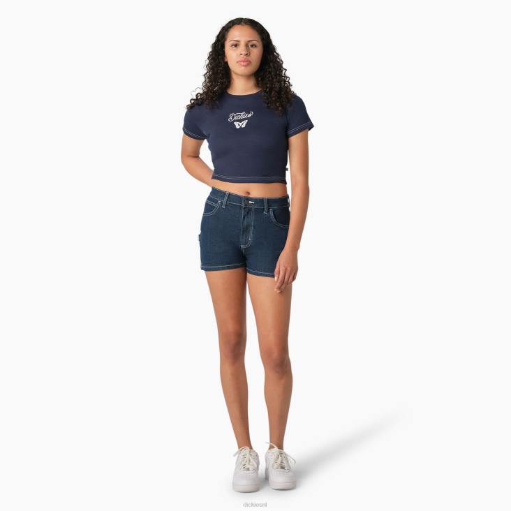 vrouwen Dickies bijgesneden babyt-shirt met vlinderprint inkt marine (ik) kleding 6F0X2136