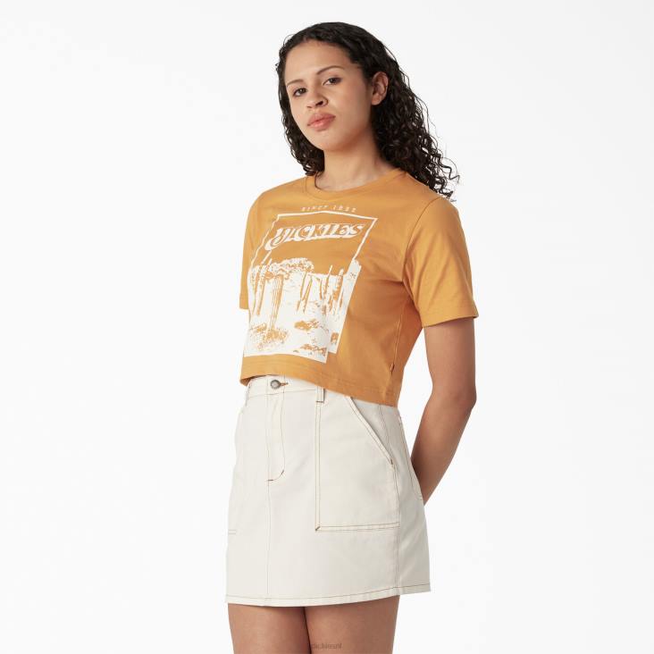 vrouwen Dickies bijgesneden t-shirt met woestijnafbeelding goudklompje (ng2) kleding 6F0X2132