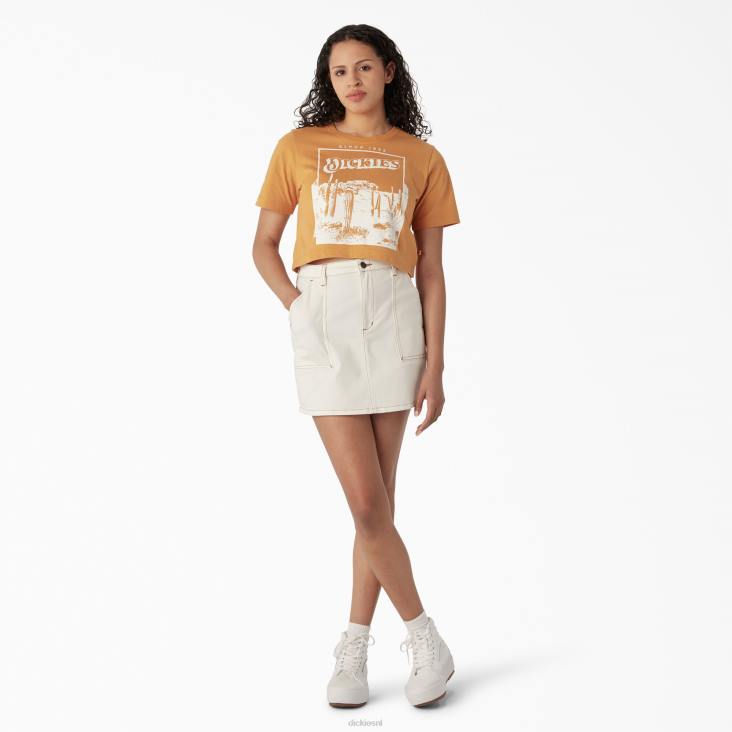 vrouwen Dickies bijgesneden t-shirt met woestijnafbeelding goudklompje (ng2) kleding 6F0X2132