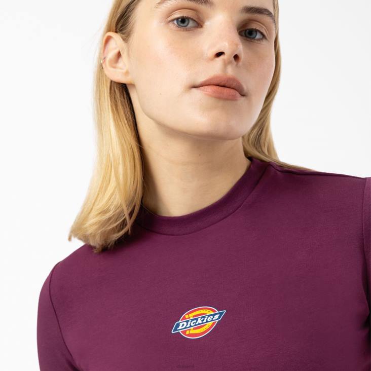 vrouwen Dickies cropped t-shirt met maple valley-logo druivenwijn (gw9) kleding 6F0X2095