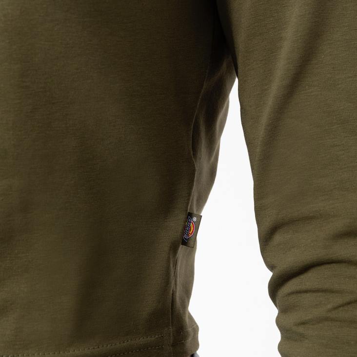 vrouwen Dickies cropped t-shirt met maple valley-logo en lange mouwen militair groen (ml) kleding 6F0X2053