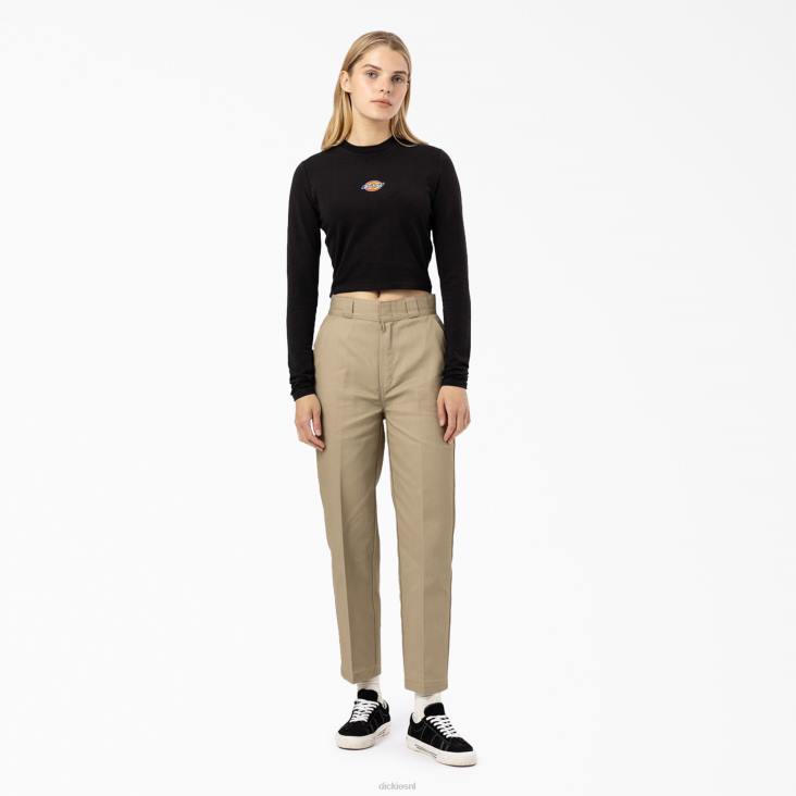 vrouwen Dickies cropped t-shirt met maple valley-logo en lange mouwen zwart (kbk) kleding 6F0X2052